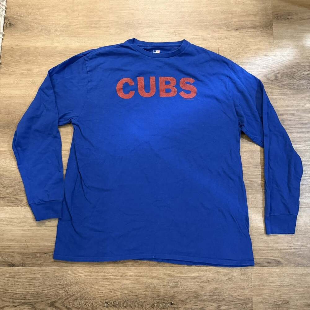 Chicago Cubs Long Sleeve Shirt Men XL Blue MLB Genuine Merchandise 100% Cotton